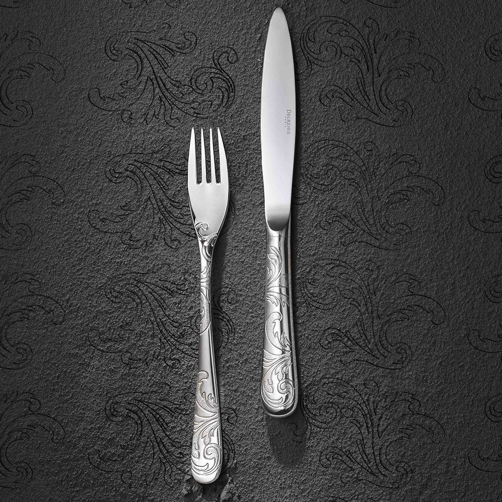 COUTURE Couteau de table manche orfèvre lame unie